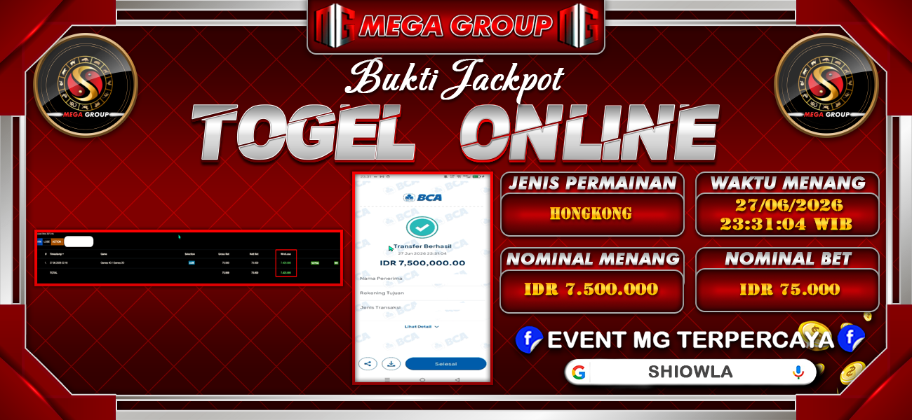 Bukti JP situs Shiowla hari Sabtu, 27 Juni 2026